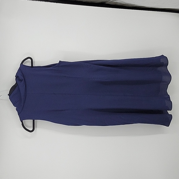 Signature by Robbie Bee Satin Bow Tie A-Line Dress Navy Blue Size 10 - Picture 5 of 14